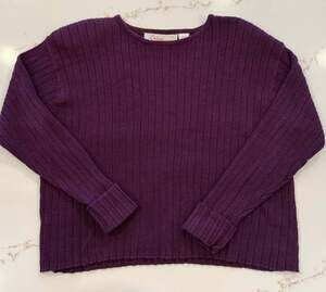 Vintage Diana Marco Purple Ribbed Crewneck Knit Sweater Size 18/20